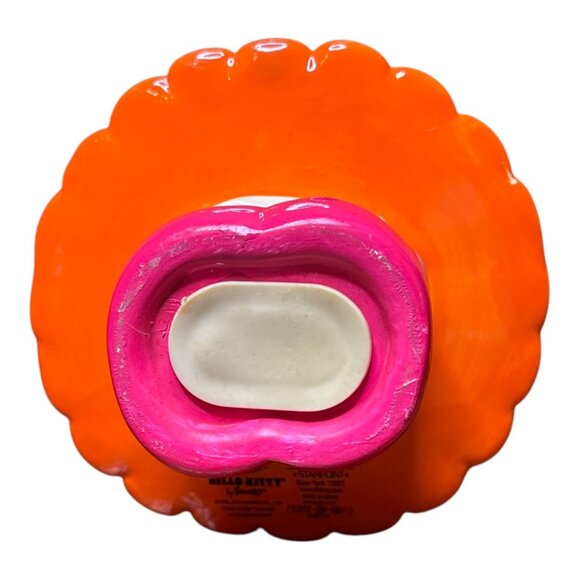 HELLO KITTY Ceramic Coin Piggy Bank 9" Pink Bow Orange Dress /1976/2012 SANRIO - Picture 8 of 13